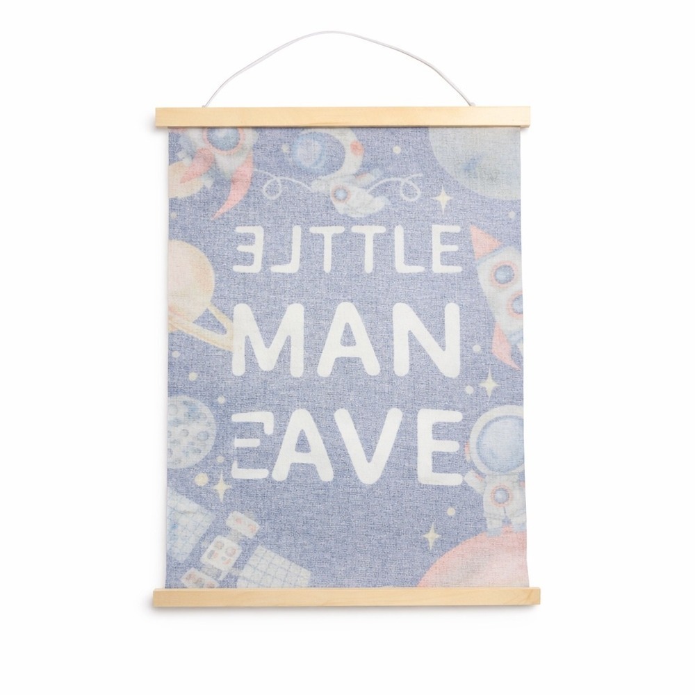Little Man Cave Outer Space Canvas Wall Hanging Astronaut Rocket Decor 12x16 - Picture 3 of 4